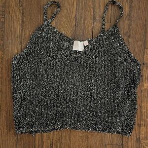 LG Metallic Black & Silver Knit Camisole